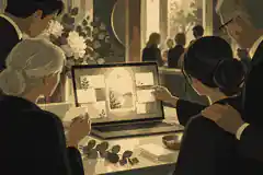 Family adding condolences to a private memorial