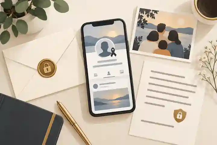 Secure digital legacy note with a family photo and phone