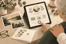 Memorial page with photographs and remote guest tributes