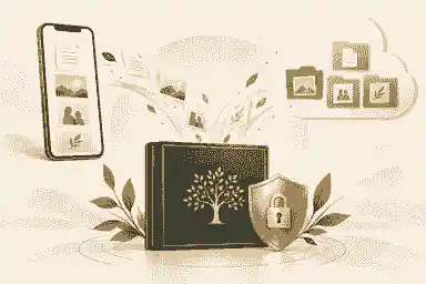 Digital memories organised into a protected family archive