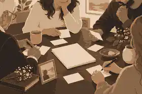 Family memory notes gathered around a quiet table