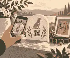 Phone scanning a QR pet memorial plaque