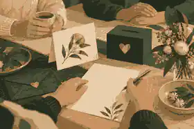 ask for donations instead of flowers: Family reviewing donation wording together