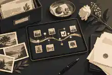 Digital memorial timeline with archived originals