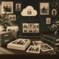 Protected family archive for memorial photographs