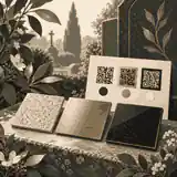 QR memorial plaque material samples with scan contrast