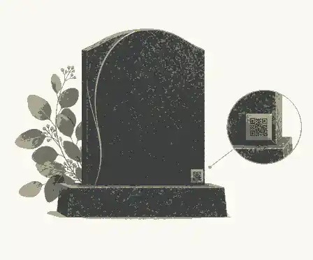 QR plaque placement sketch beside granite