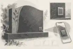 QR plaque placement sketch on granite
