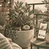 Balcony container garden with pet collar keepsake