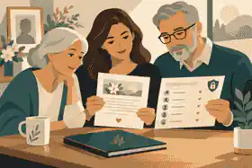 Relatives reviewing transparent memorial donation updates