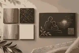 Outdoor memorial plaque material samples