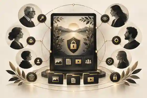 Private memorial access roles on a screen
