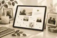 set up an online memory wall: Digital memory wall with tribute cards