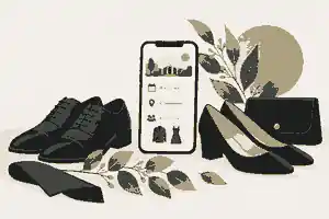 Service details phone with practical funeral shoes