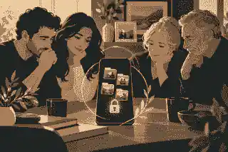what happens to my digital assets when i die: Family organising digital memories with privacy notes