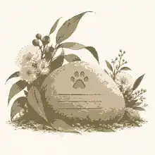 write on a pet headstone: Stylised pet garden stone with flowers