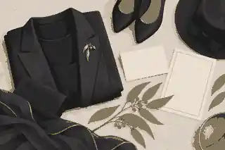 wear to a funeral in australia: Muted funeral clothing beside condolence card