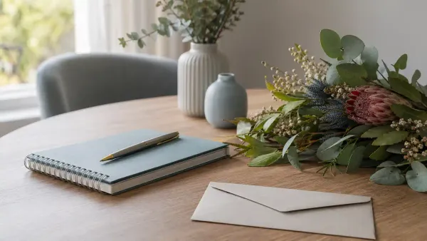 Average funeral cost planning table with notebook and flowers for Evaheld Memorials — featured visual for Average Funeral Cost and How to Pay for It by Evaheld Memorials