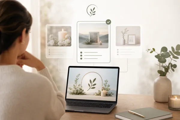 compare before choosing an online memorial site guide by Evaheld Memoria — featured visual for What should families compare before choosing an online memorial site? by Evaheld Memorials
