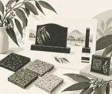 australian made headstones: Australian headstone proof with QR plaque material samples