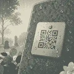 Can rain ruin a QR code tag in steady cemetery rain