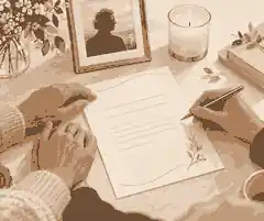 human memorial quotes: Family reviewing memorial quote wording beside a framed photograph