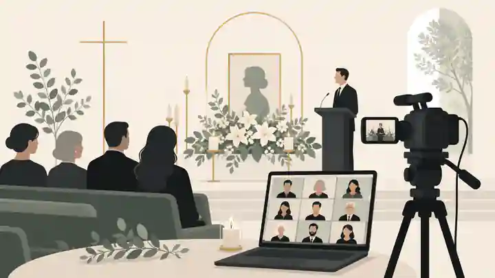 Platform for a virtual funeral connecting remote guests to a candlelit service