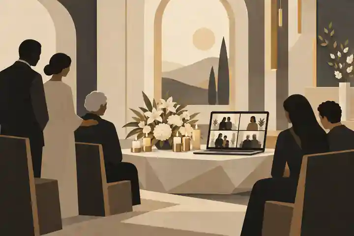 Service to run a virtual memorial with remote guests joining a candlelit ceremony