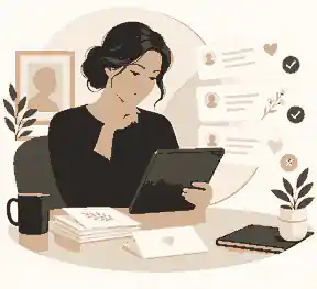 filter guestbook messages: Family reviewing moderated condolence messages