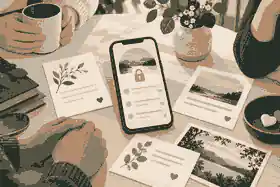 lock a digital guestbook: Locked digital guestbook with family message cards